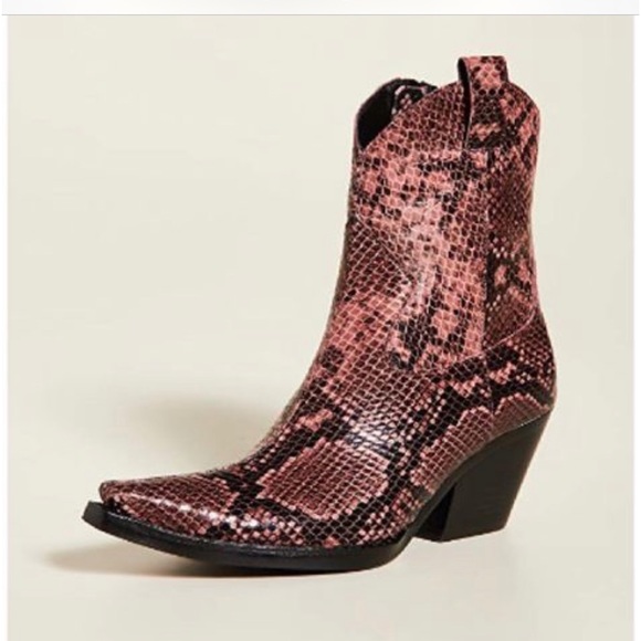 Jeffrey Campbell Cowboy boot in Ruby-pink snakeskin size 8.5 New w/box! - Picture 1 of 10